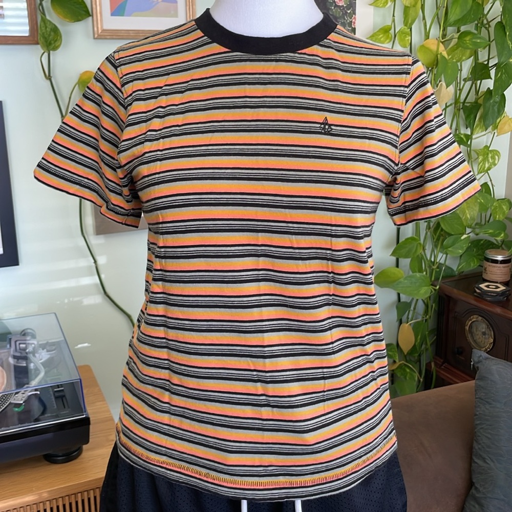 volcom striped ring neck tshirt